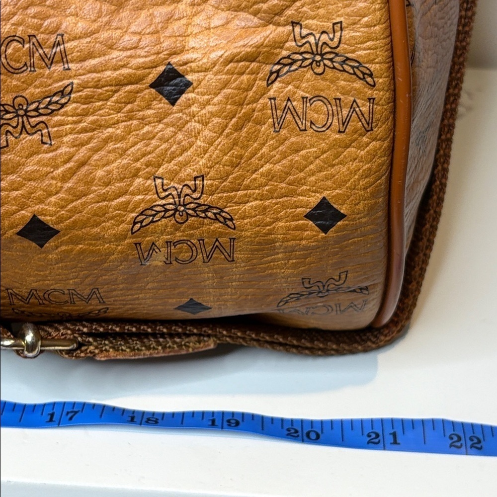 MCM Cognac Visetos Vintage Travel Top Handle Detachable Strap Duffel Bag 21” L - Picture 13 of 17